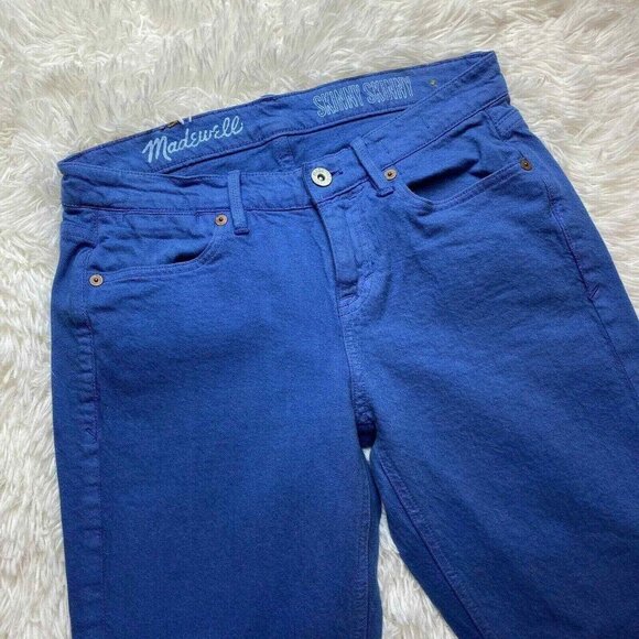 Madewell Skinny Skinny Jeans Womens 25 x 34 Blue Dip Dye Color Fade‎ Ankle Slit - Picture 2 of 11